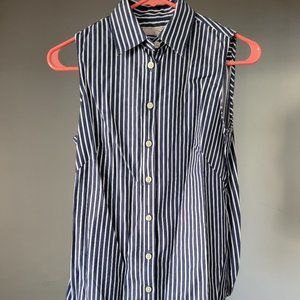 Sleeveless striped Banana Republic S button down
